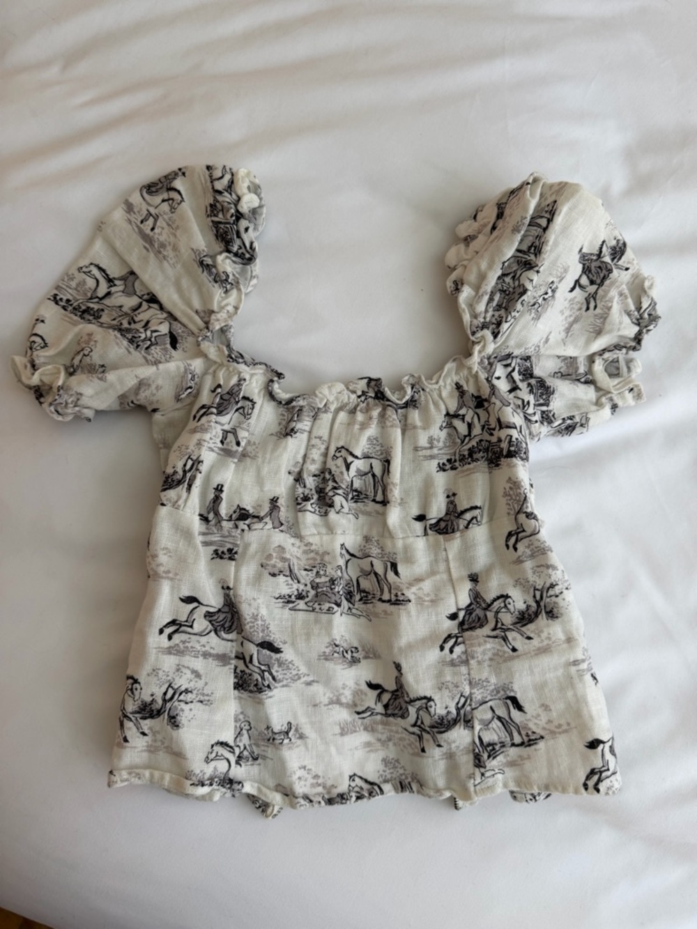 Reformation linen top with Black Equestrian Print